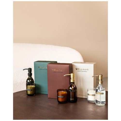 Dispensador de jabón de manos de 250 ml y juego de velas aromáticas de 150 g con fragancia de lino fresco 