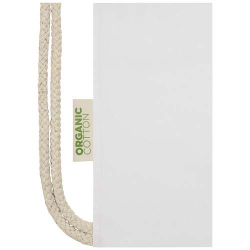 white Bolsa con cuerdas de 5 l algodón orgánico OCS de 140 g/m²