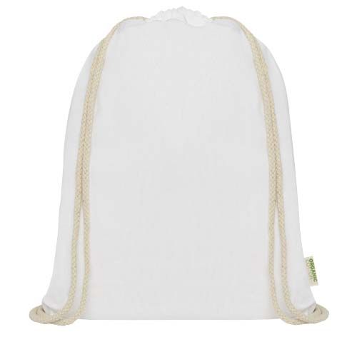 white Bolsa con cuerdas de 5 l algodón orgánico OCS de 140 g/m²