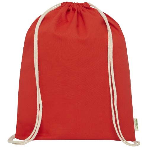 red Bolsa con cuerdas de 5 l algodón orgánico OCS de 140 g/m²