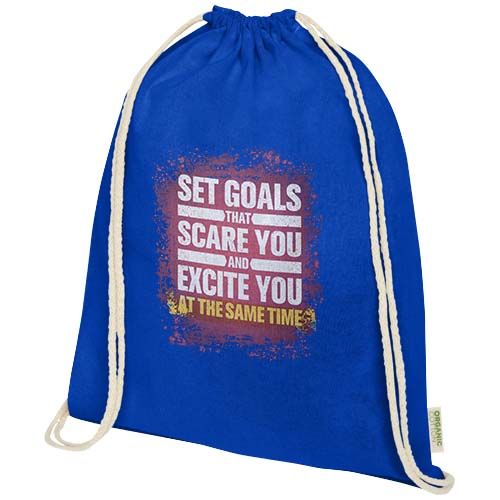 azulón Bolsa con cuerdas de 5 l algodón orgánico OCS de 140 g/m²