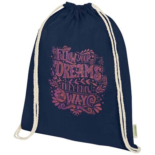 azul marino Bolsa con cuerdas de 5 l algodón orgánico OCS de 140 g/m²