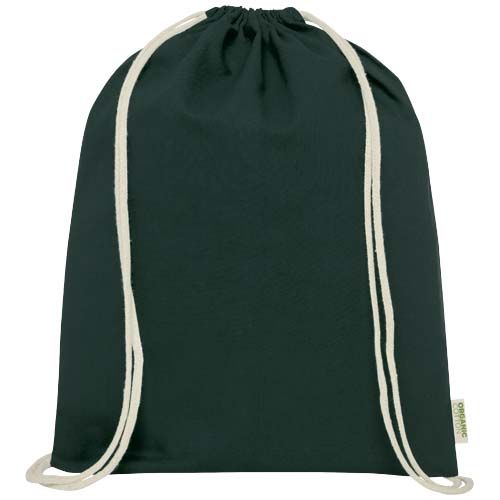 verde oscuro Bolsa con cuerdas de 5 l algodón orgánico OCS de 140 g/m²