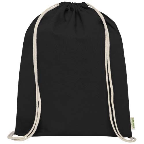 black Bolsa con cuerdas de 5 l algodón orgánico OCS de 140 g/m²