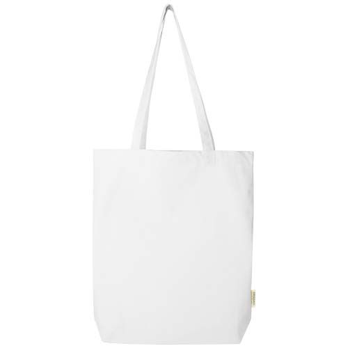 white Bolsa Tote de 11 l con fondo ancho algodón orgánico OCS de 180 g/m²