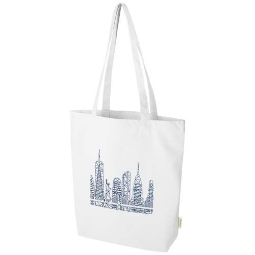 white Bolsa Tote de 11 l con fondo ancho algodón orgánico OCS de 180 g/m²
