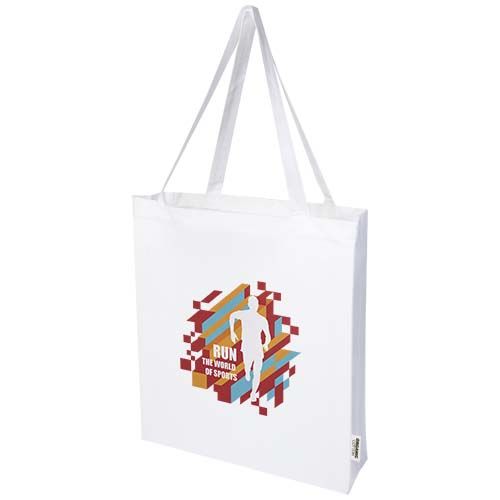 white Bolsa Tote con refuerzos de 14 l algodón orgánico OCS de 180 g/m²