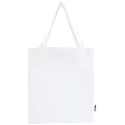 white Bolsa Tote con refuerzos de 14 l algodón orgánico OCS de 180 g/m²