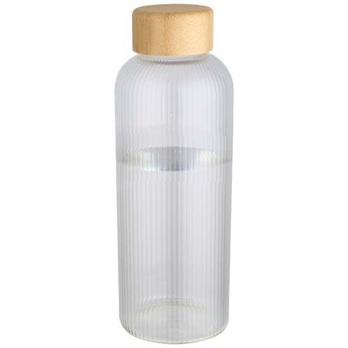 BOTELLA DE 650 ML DE VIDRIO BOROSILICATO DE PARED SIMPLE CON TAPA DE BAMBÚ 