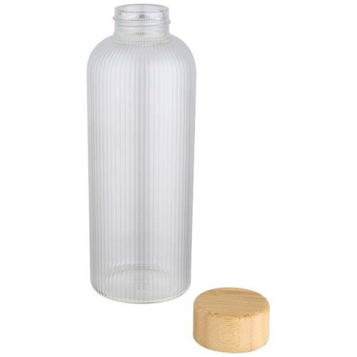 transparente Botella de 650 ml de vidrio borosilicato de pared simple con tapa de bambú