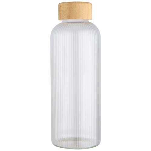 transparente Botella de 650 ml de vidrio borosilicato de pared simple con tapa de bambú