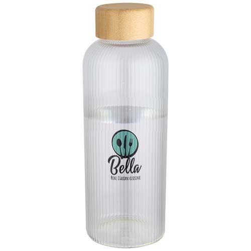 transparente Botella de 650 ml de vidrio borosilicato de pared simple con tapa de bambú