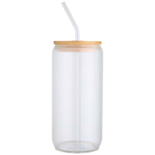 transparente Jarra de 500 ml de vidrio borosilicato de pared simple con tapa de bambú