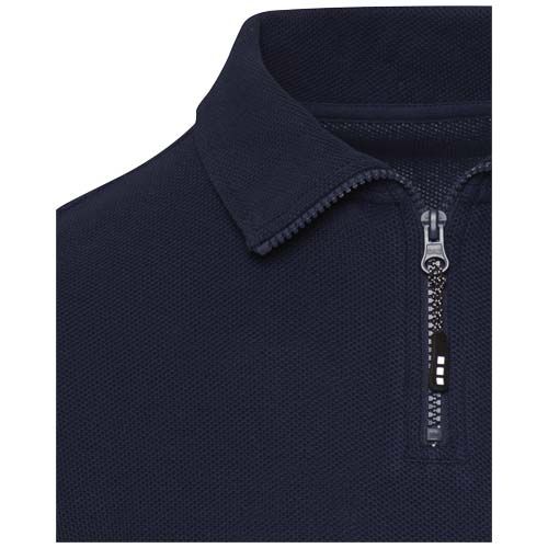 azul marino Polo unisex de manga larga y media cremallera de 245 g/m² Apollo