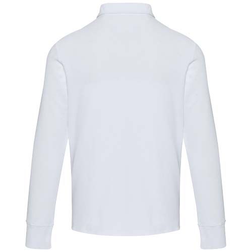 white Polo unisex de manga larga y media cremallera de 245 g/m² Apollo