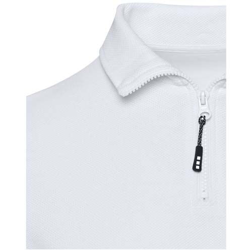 white Polo unisex de manga larga y media cremallera de 245 g/m² Apollo