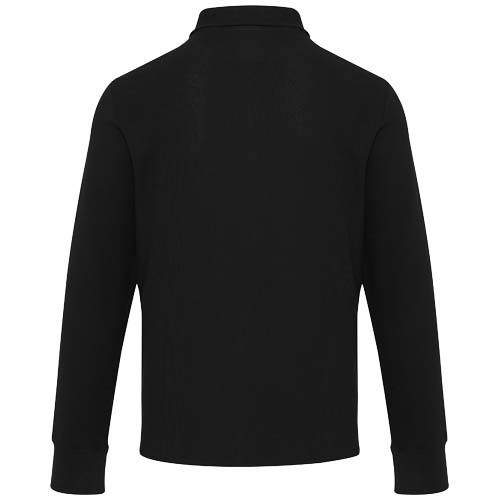 black Polo unisex de manga larga y media cremallera de 245 g/m² Apollo