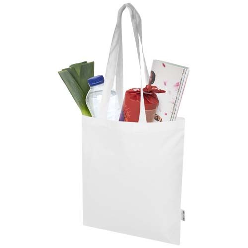 white Bolsa Tote de 7 l de algodón reciclado GRS de 180 g/m²