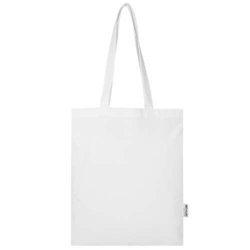 white Bolsa Tote de 7 l de algodón reciclado GRS de 180 g/m²