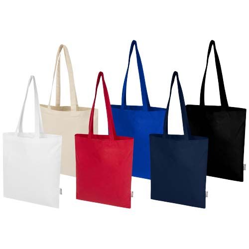white Bolsa Tote de 7 l de algodón reciclado GRS de 180 g/m²