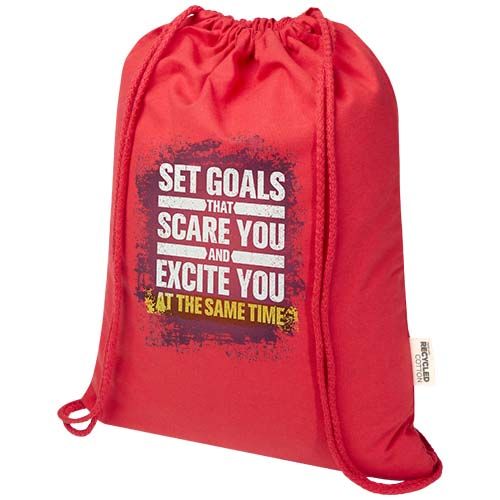 Bolsa con cuerdas de 5 l de algodón reciclado GRS de 180 g/m² 