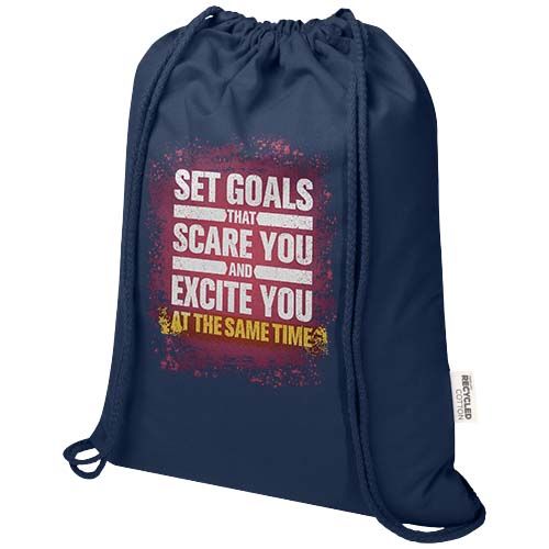 Bolsa con cuerdas de 5 l de algodón reciclado GRS de 180 g/m² 