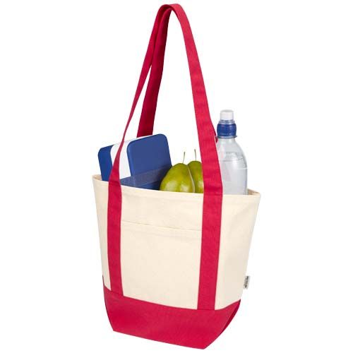 rojo/natural Bolsa Tote mini de algodón reciclado GRS de 320 g/m²