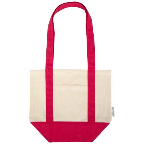 rojo/natural Bolsa Tote mini de algodón reciclado GRS de 320 g/m²