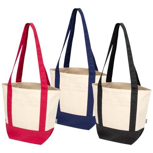 rojo/natural Bolsa Tote mini de algodón reciclado GRS de 320 g/m²