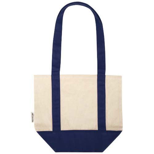 azul marino/natural Bolsa Tote mini de algodón reciclado GRS de 320 g/m²