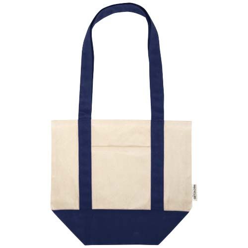 azul marino/natural Bolsa Tote mini de algodón reciclado GRS de 320 g/m²
