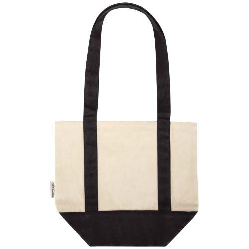 negro/natural Bolsa Tote mini de algodón reciclado GRS de 320 g/m²
