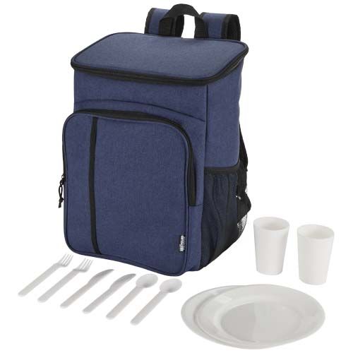 azul cobalto Mochila picnic nevera de 20l con material reciclado GRS incluyendo set de cubiertos