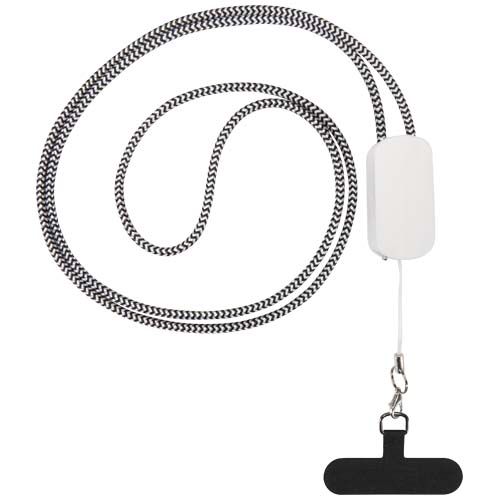 white Lanyard de plástico reciclado para smartphone con cable integrado 5 en 1 de 27 W