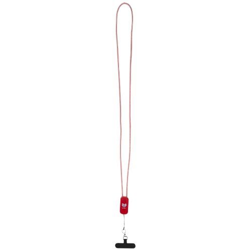red Lanyard de plástico reciclado para smartphone con cable integrado 5 en 1 de 27 W