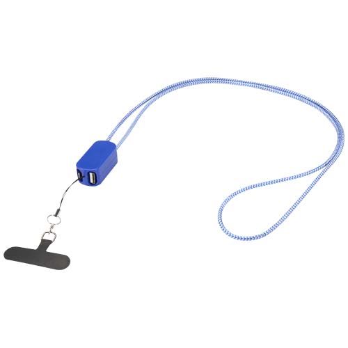 azulón Lanyard de plástico reciclado para smartphone con cable integrado 5 en 1 de 27 W