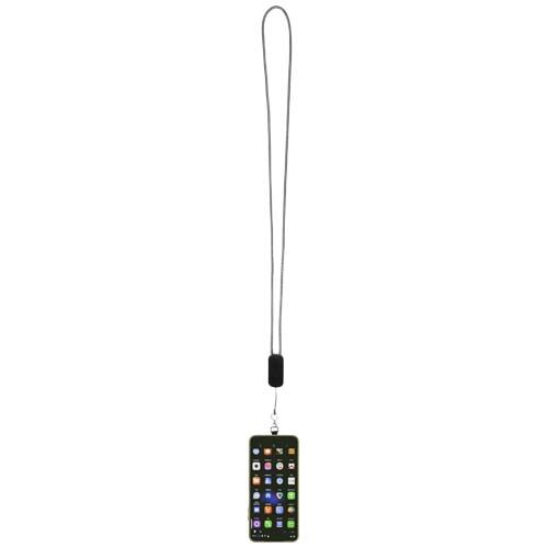 black Lanyard de plástico reciclado para smartphone con cable integrado 5 en 1 de 27 W