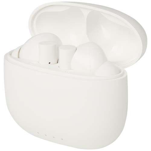 white Auriculares True Wireless Bluetooth® de plástico reciclado con almohadillas de silicona
