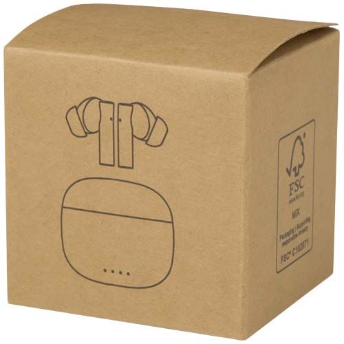 white Auriculares True Wireless Bluetooth® de plástico reciclado con almohadillas de silicona