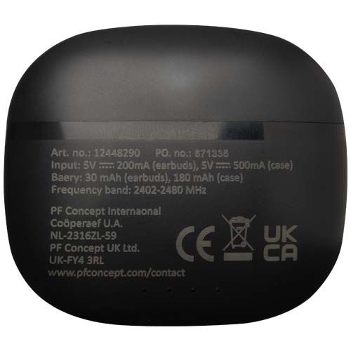 black Auriculares True Wireless Bluetooth® de plástico reciclado con almohadillas de silicona