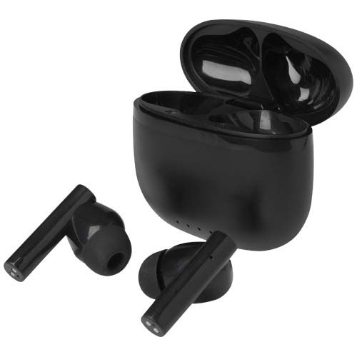 black Auriculares True Wireless Bluetooth® de plástico reciclado con almohadillas de silicona