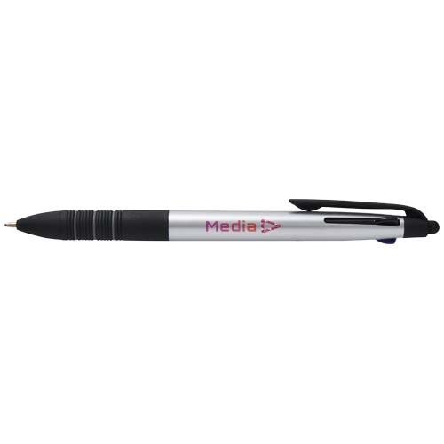 plateado Bolígrafo de material reciclado RCS de 3 tintas con stylus