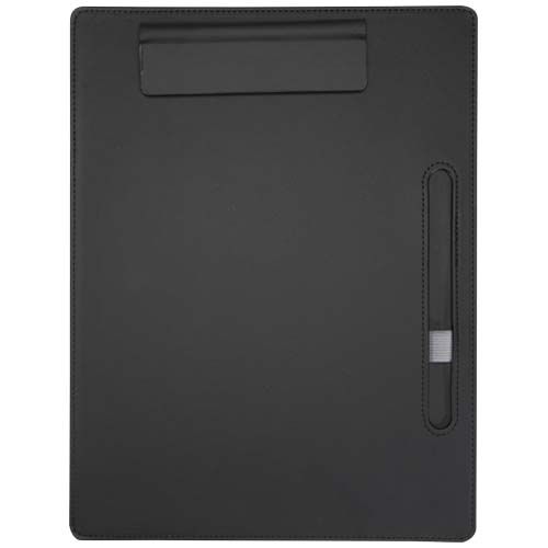 black Portapapeles A4 con cierre magnético y bolígrafo de material reciclado RCS (tinta negra)