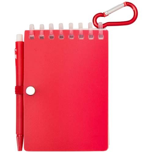 red Set de libreta de tapa blanda y bolígrafo de exterior de material reciclado (tinta azul)