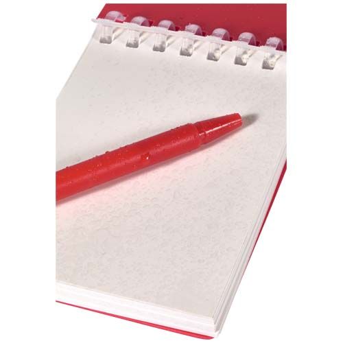 red Set de libreta de tapa blanda y bolígrafo de exterior de material reciclado (tinta azul)