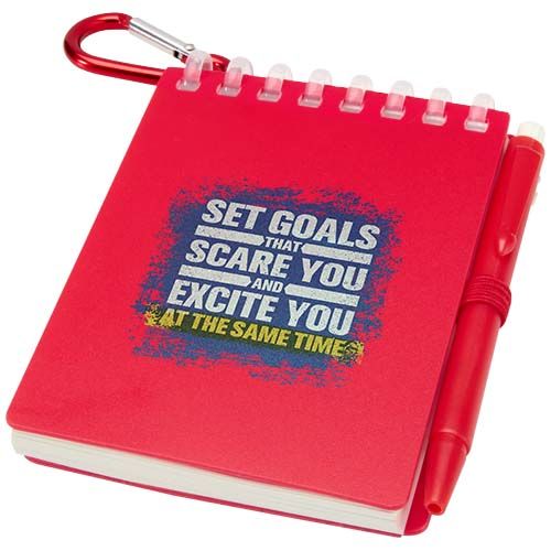 red Set de libreta de tapa blanda y bolígrafo de exterior de material reciclado (tinta azul)