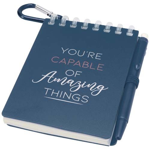 azul mar Set de libreta de tapa blanda y bolígrafo de exterior de material reciclado (tinta azul)