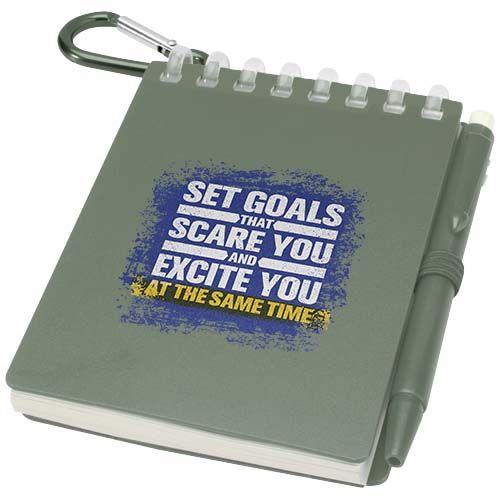 verde chiné Set de libreta de tapa blanda y bolígrafo de exterior de material reciclado (tinta azul)