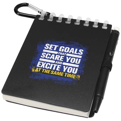 black Set de libreta de tapa blanda y bolígrafo de exterior de material reciclado (tinta azul)