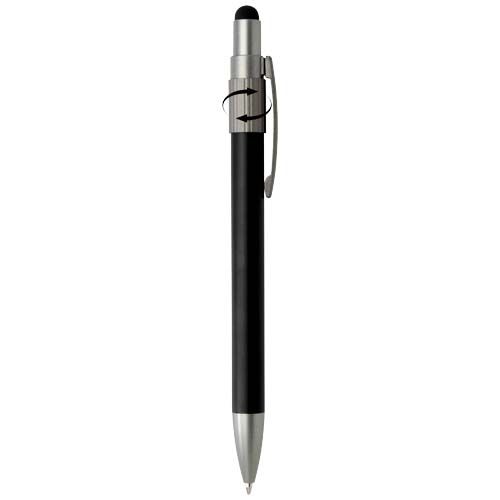 black Bolígrafo de material reciclado RCS con stylus y fidget spinner (tinta negra)